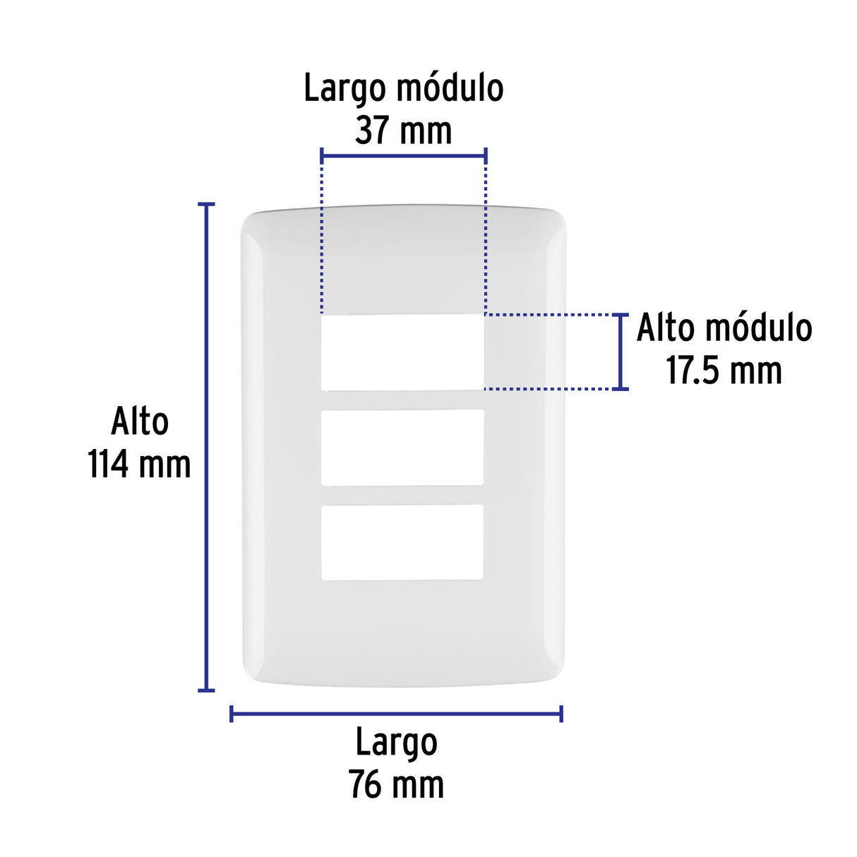 Placa de 3 Módulos, Blanca, Línea Italiana, Volteck