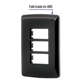 Placa de 3 Módulos, Negra, Línea Italiana, Volteck