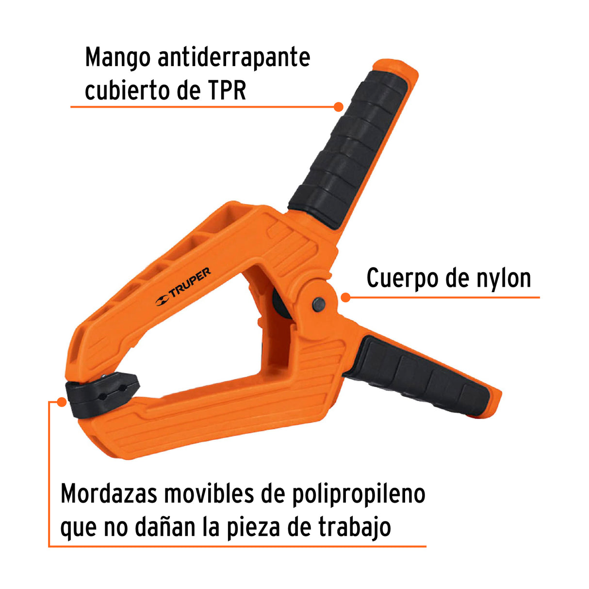 Prensa de Resorte de 8', Cuerpo de Nylon con Mango de Tpr