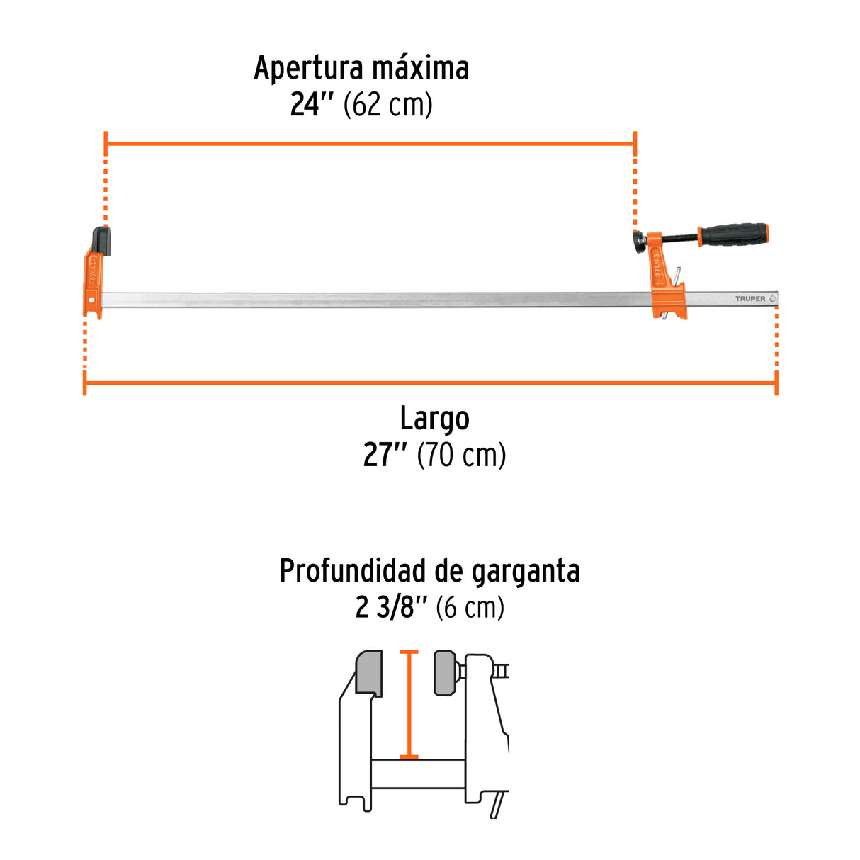 Prensa Rápida Tipo 'F' 24', Uso Ligero, Truper