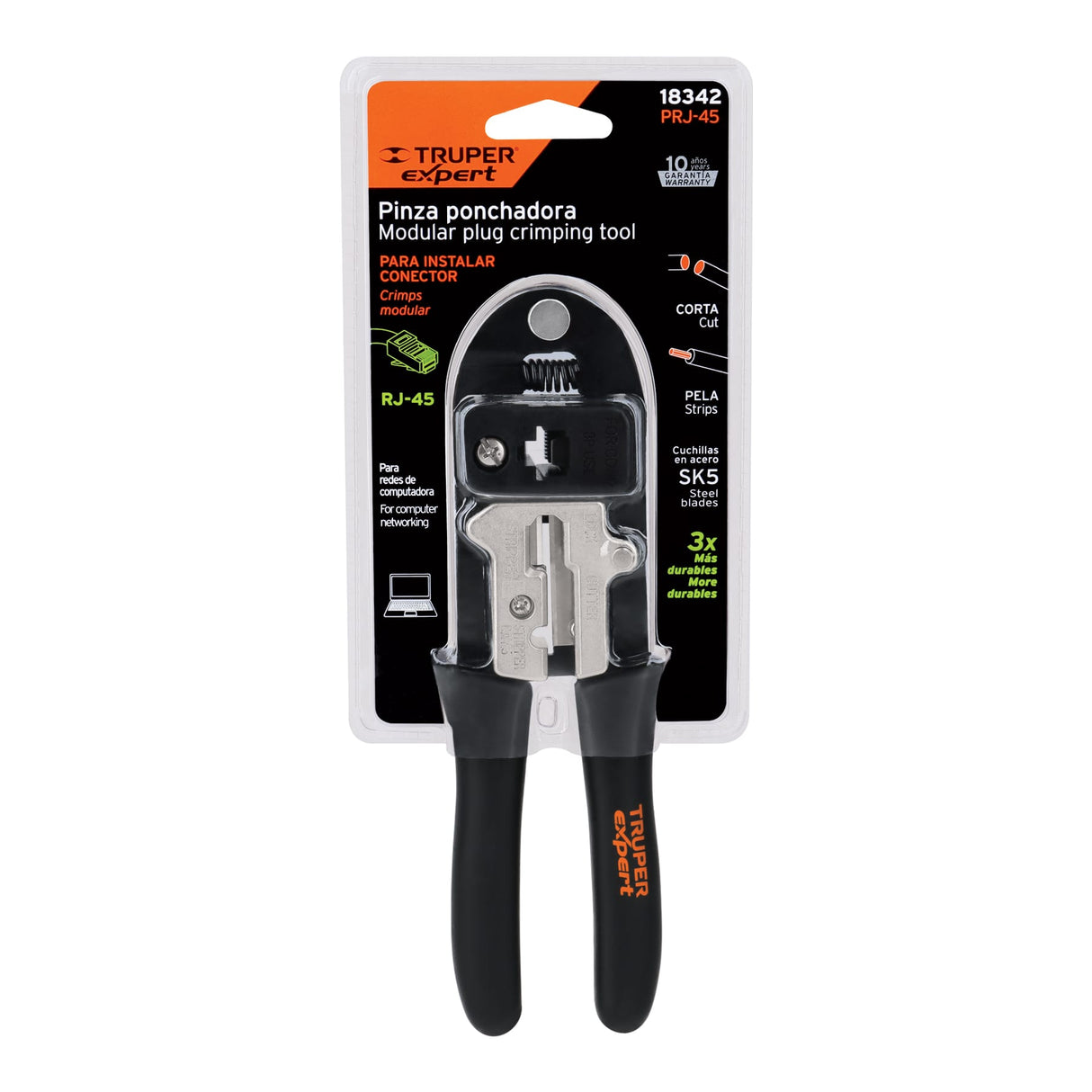 Pinza 8' Ponchadora para Cables RJ-45, 8 Contactos, Truper