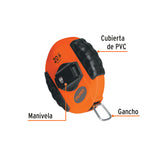 Cinta Métrica Larga 20 m, Metálica, Carcasa Plástica, Truper