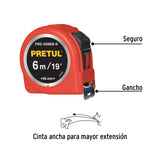 Flexómetro Rojo 5.5 m Cinta 25 mm, en Tarjeta, Pretul