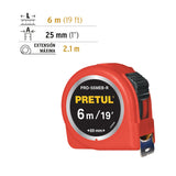 Flexómetro Rojo 5.5 m Cinta 25 mm, en Tarjeta, Pretul