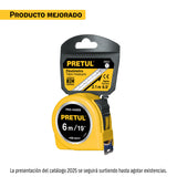 Flexómetro Amarillo 5.5 m Cinta 25 mm, en Tarjeta, Pretul