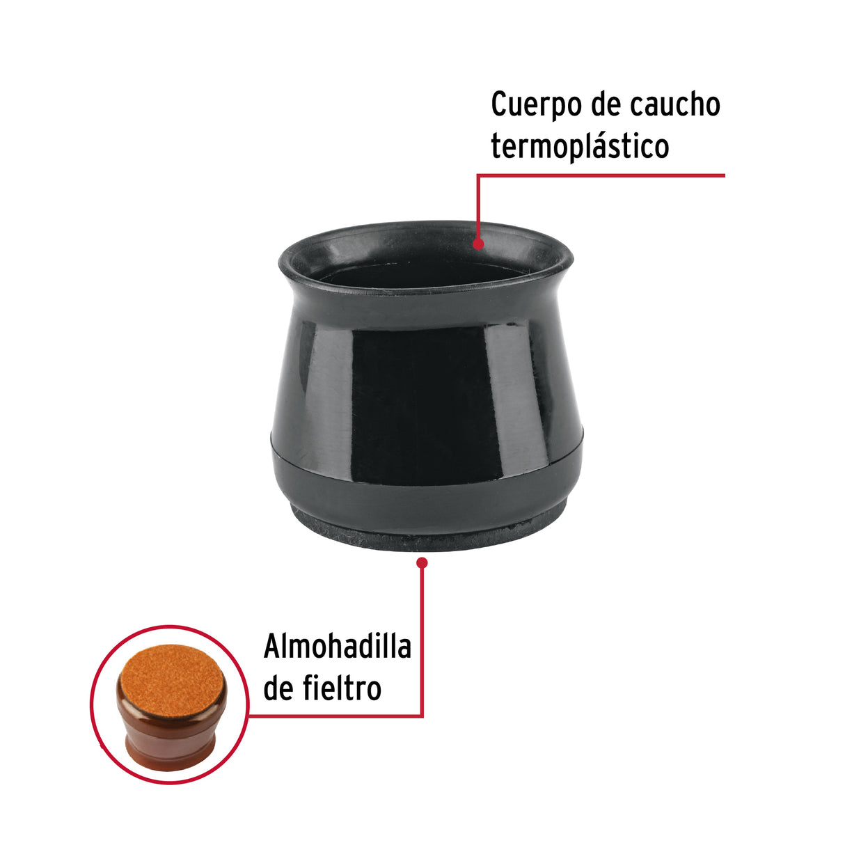 Caja con 24 Protectores para Patas de Silla, Negro