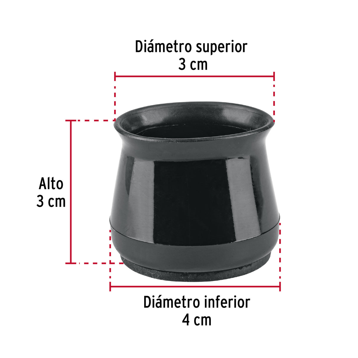 Caja con 24 Protectores para Patas de Silla, Negro