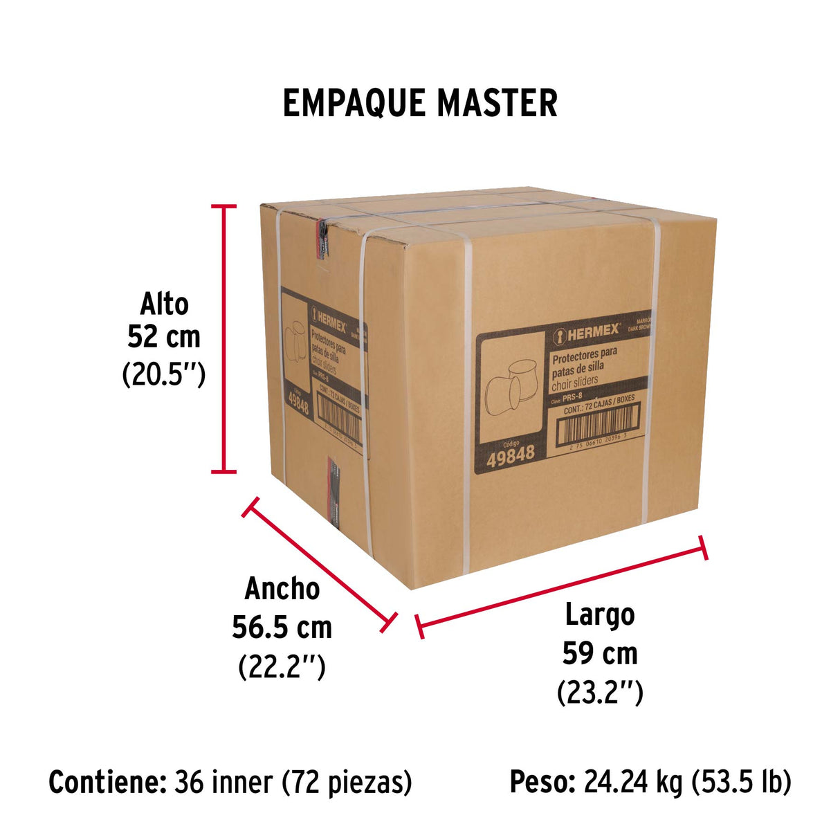 Caja con 24 Protectores para Patas de Silla, Café
