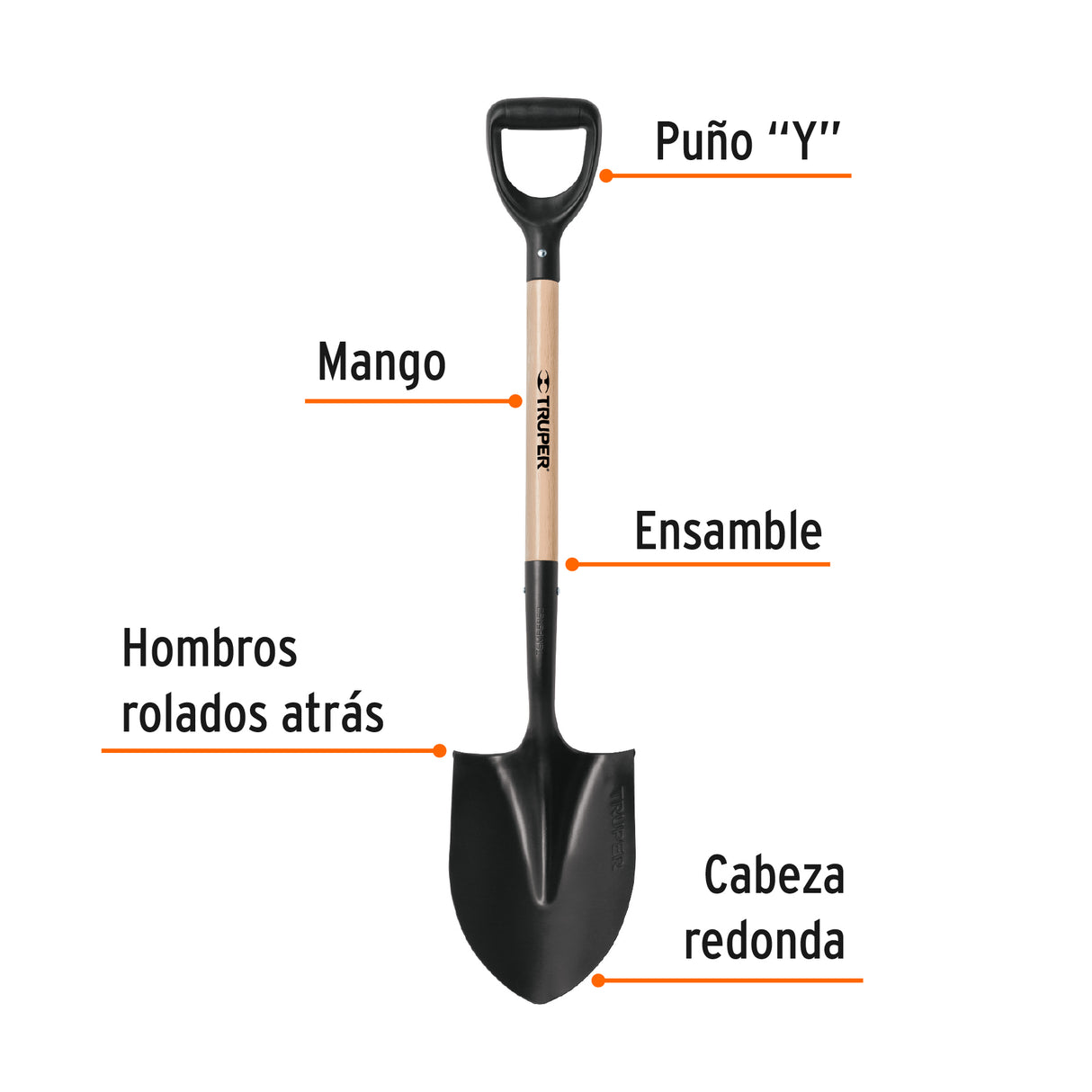 Pala Redonda T-1000, Puño 'y', Truper