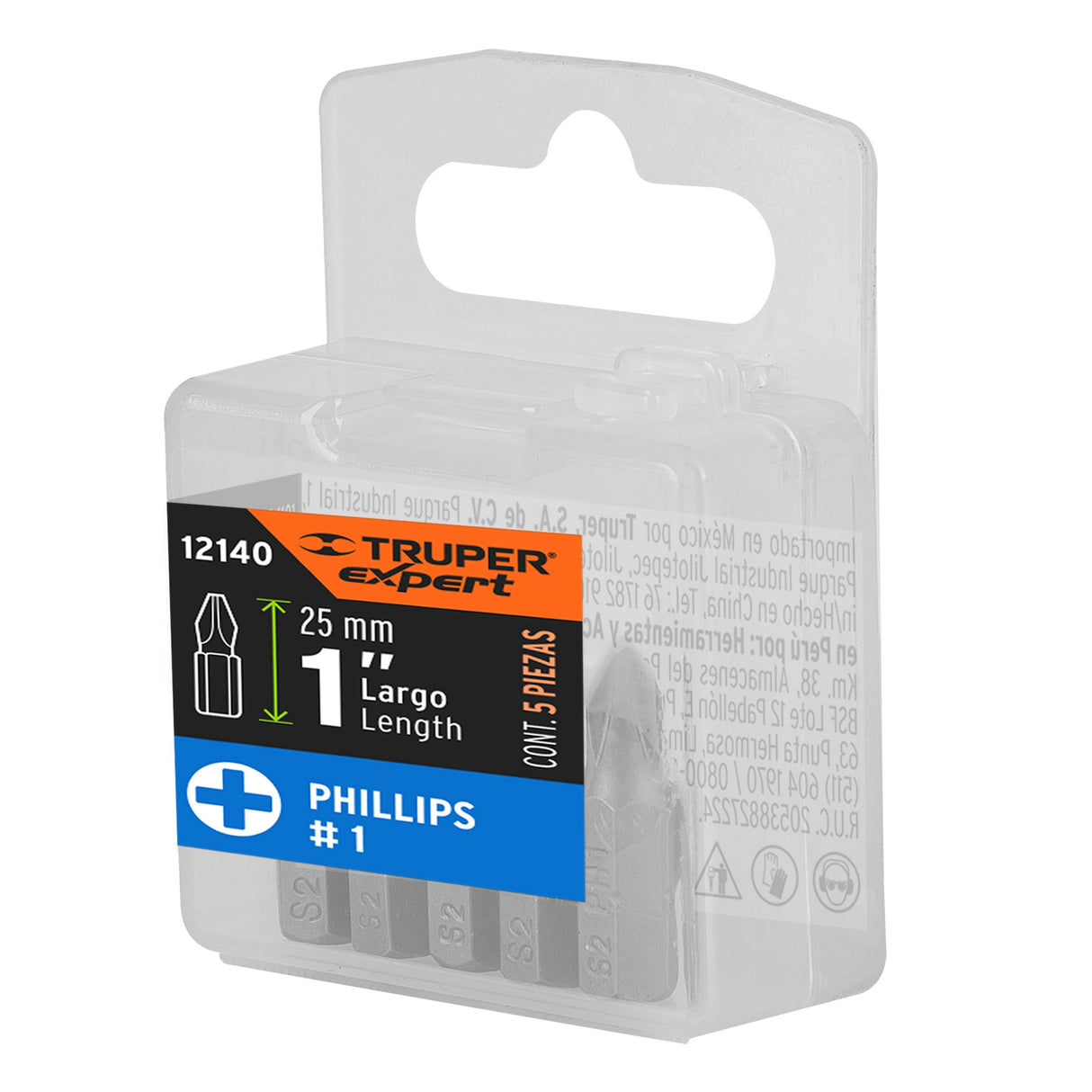 Estuche con 5 Puntas de Cruz PH1 Largo 1', Truper Expert