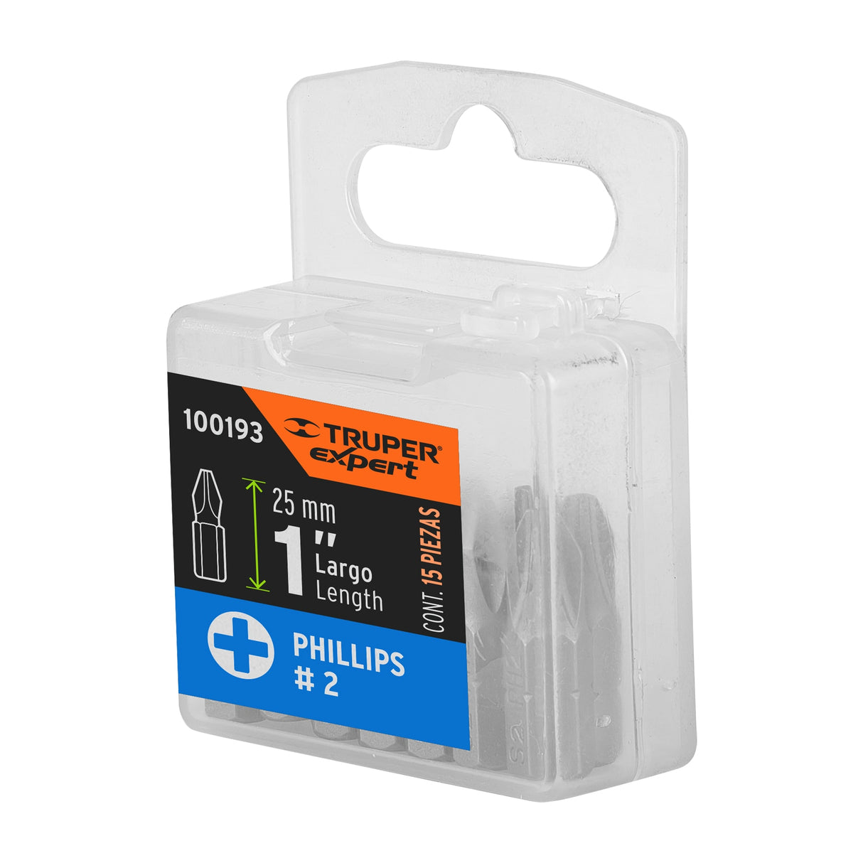 Estuche con 15 Puntas de Cruz PH2 Largo 1', Truper Expert