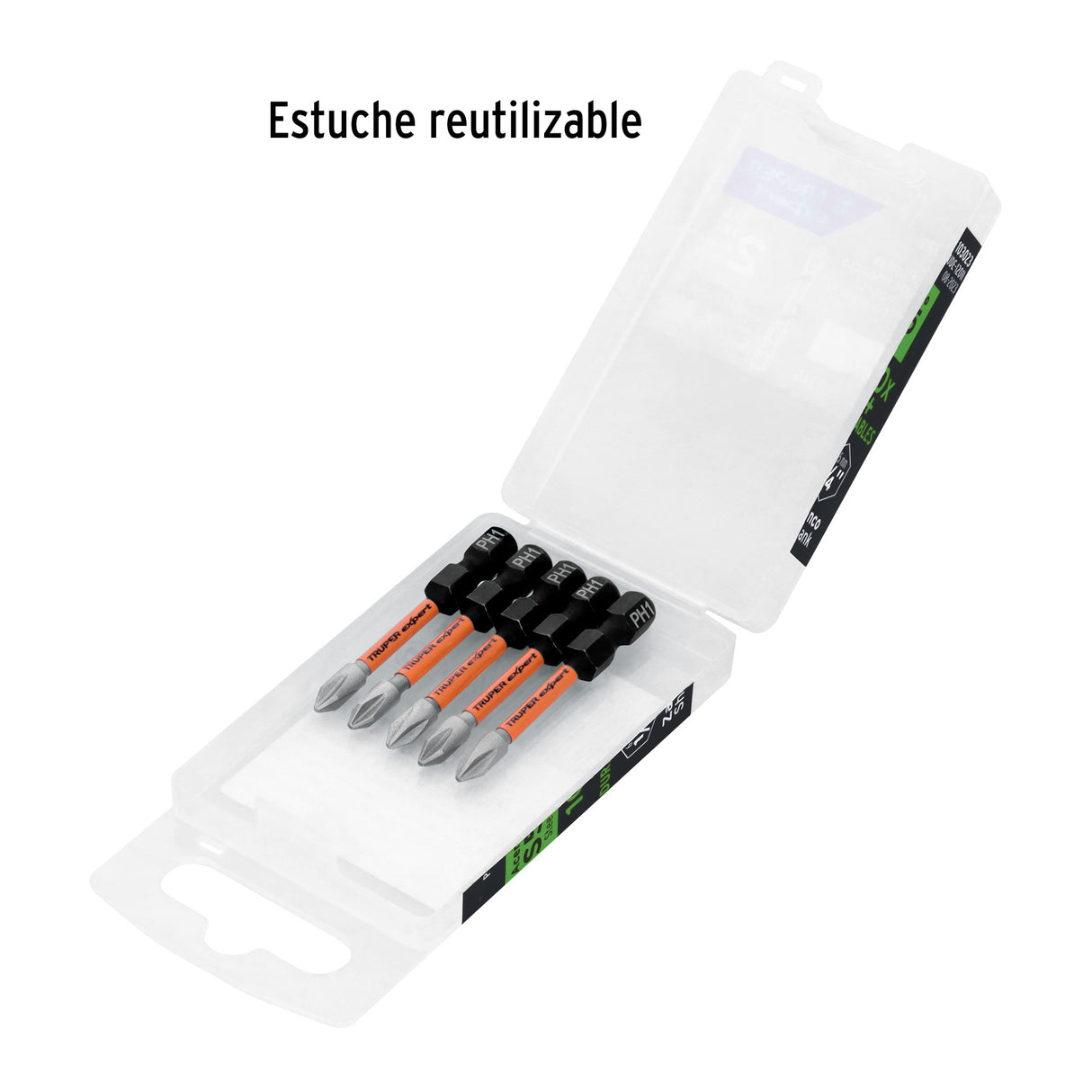 Estuche con 5 Puntas de Cruz PH1 de Impacto Largo 2'