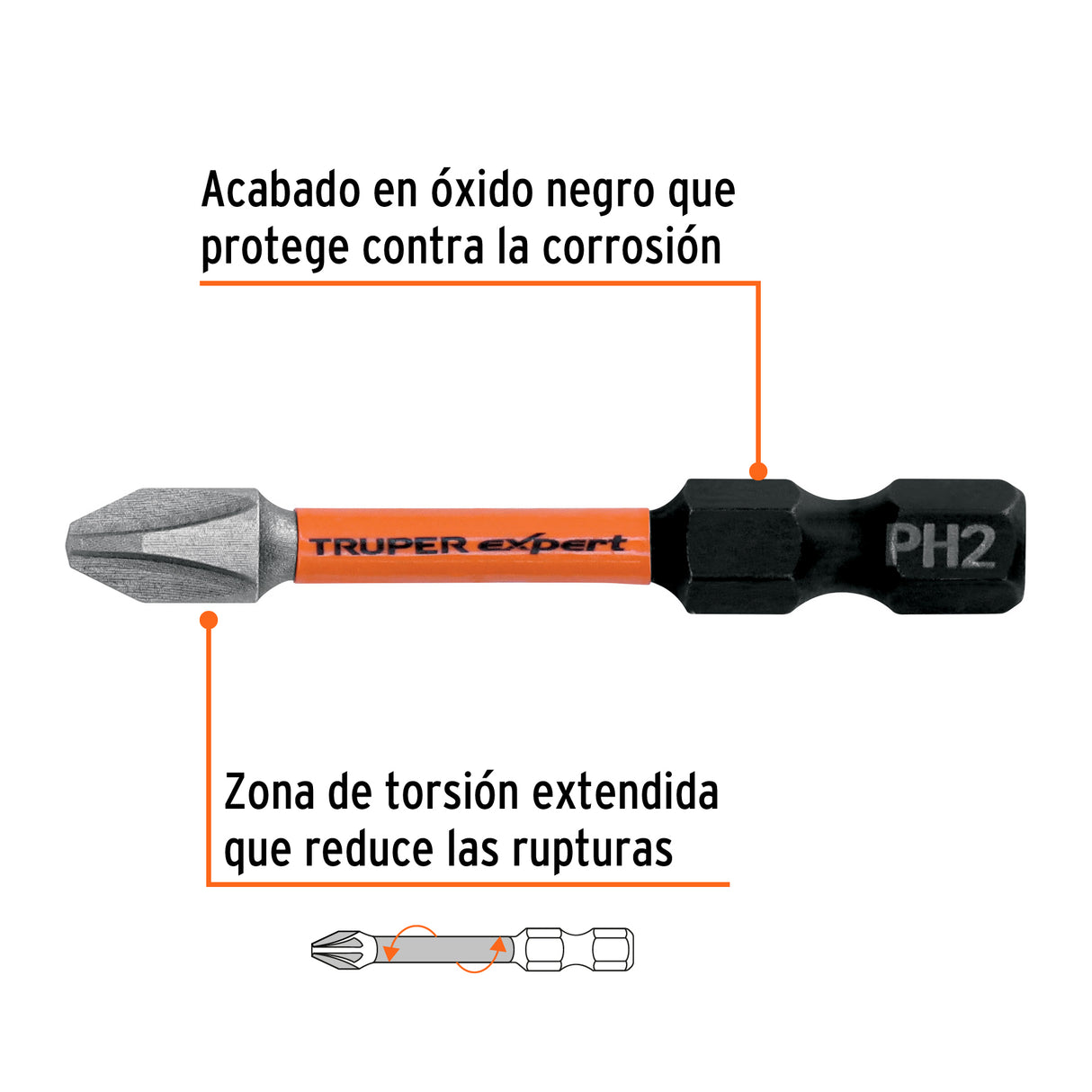 Estuche con 15 Puntas de Cruz PH2 de Impacto Largo 2'