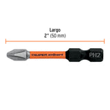 Estuche con 15 Puntas de Cruz PH2 de Impacto Largo 2'