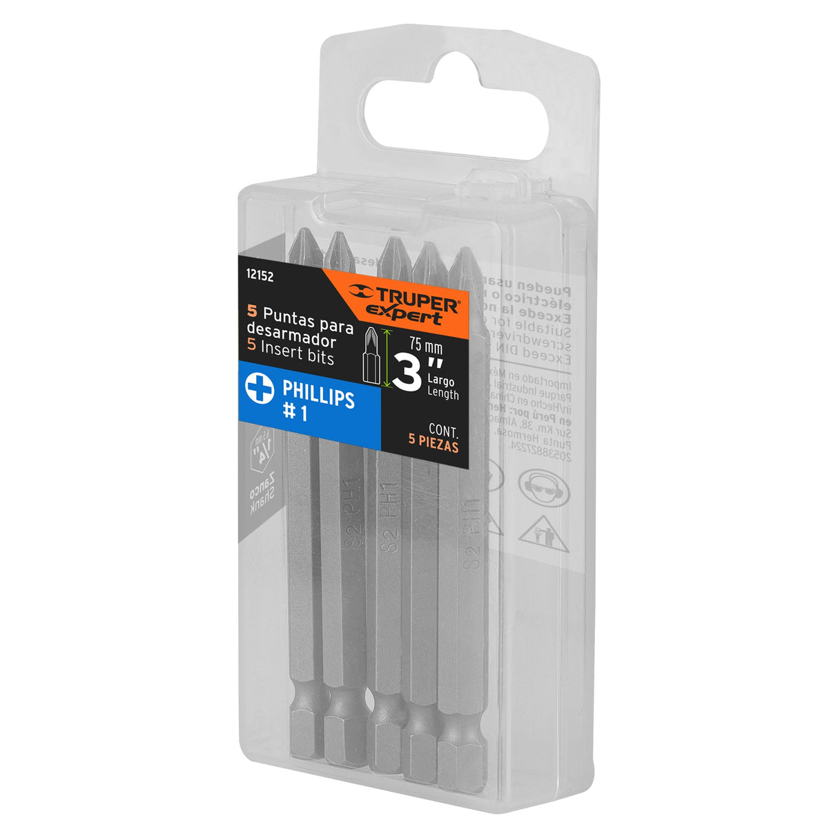 Estuche con 5 Puntas de Cruz PH1 Largo 3', Truper Expert