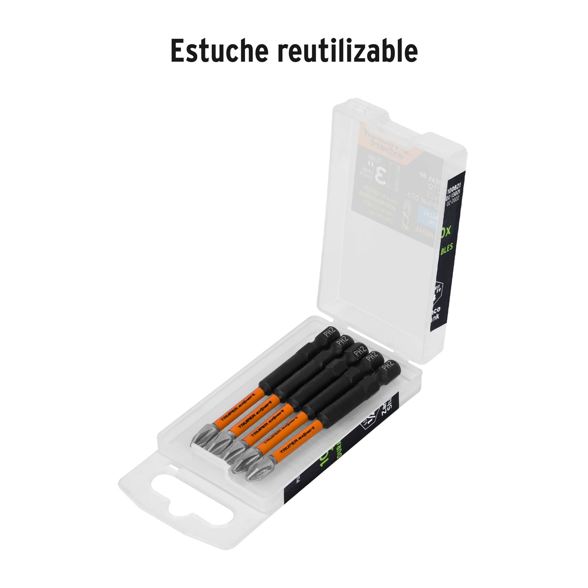 Estuche con 5 Puntas de Cruz PH2 de Impacto Largo 3', Expert