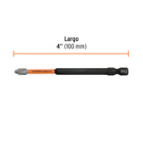 Estuche con 5 Puntas de Cruz PH2 de Impacto Largo 4'