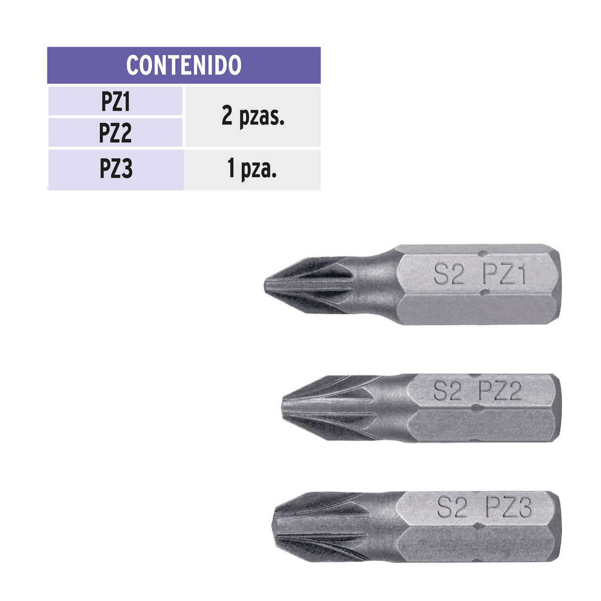 Estuche con 5 Puntas Pozidriv Combinadas Largo 1', Expert
