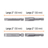 Juego de 5 Puntas Planas Combinadas Largo 2', Truper Expert