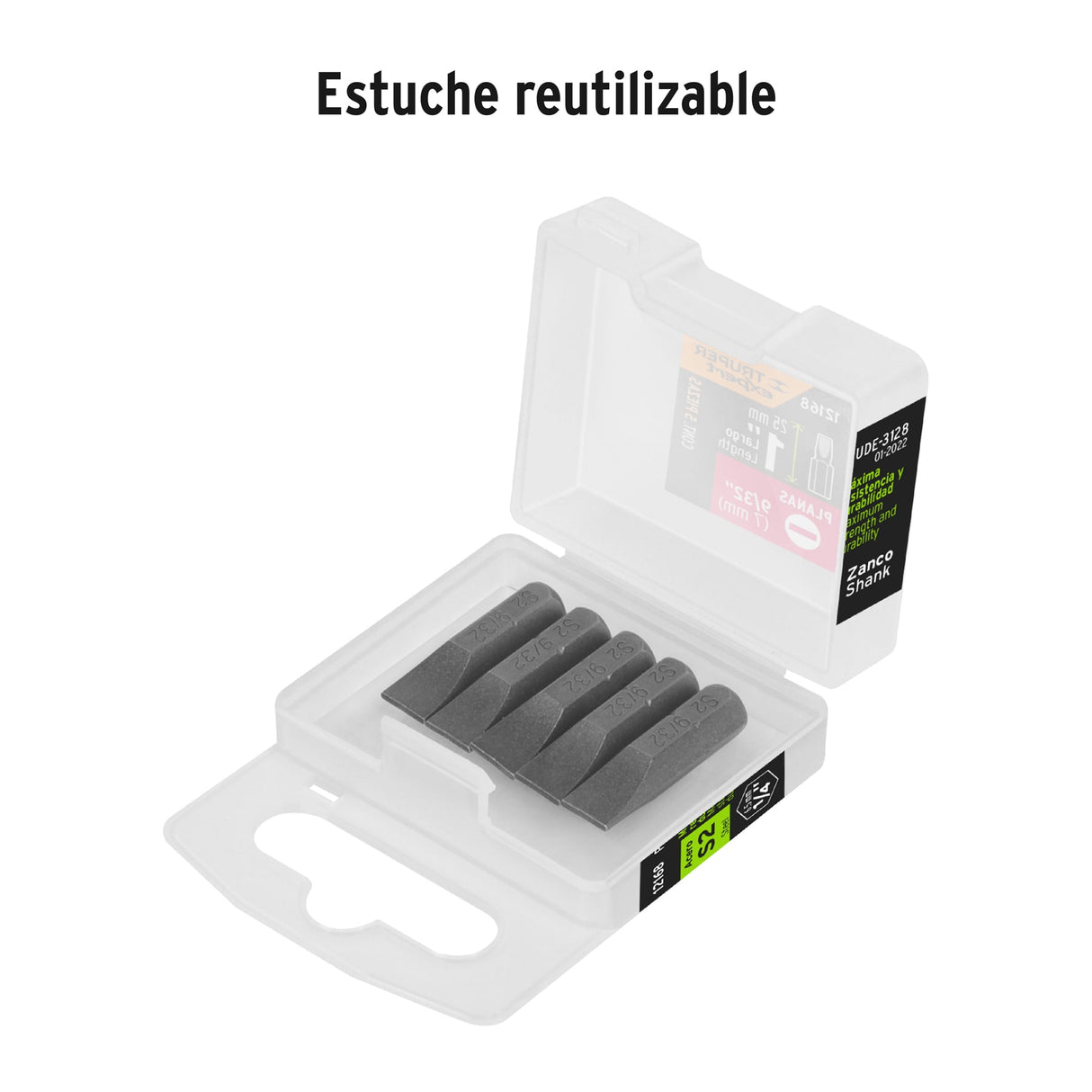 Estuche con 5 Puntas Planas de 9/32' Largo 1', Truper Expert