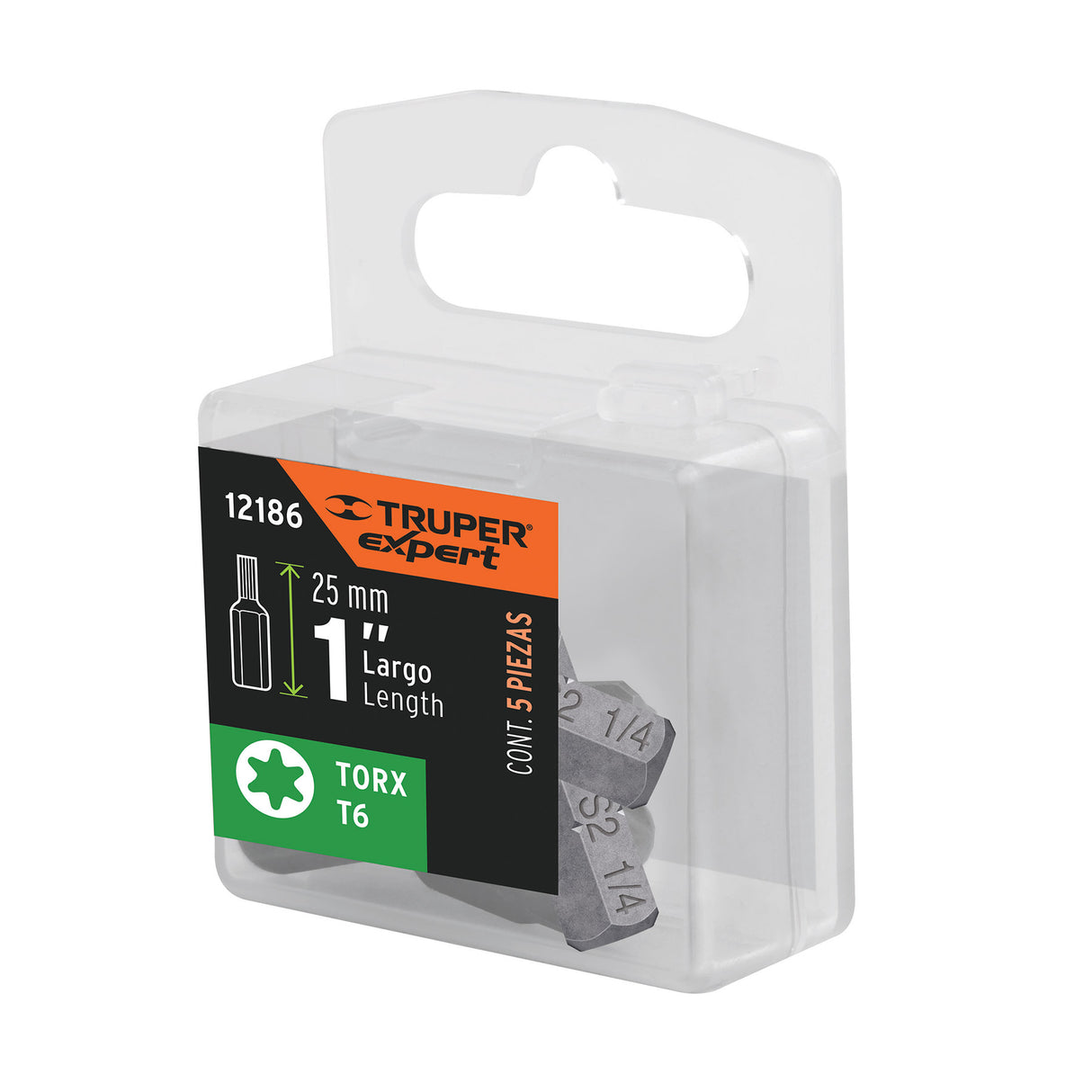 Estuche con 5 Puntas Torx T6 Largo 1', Truper Expert