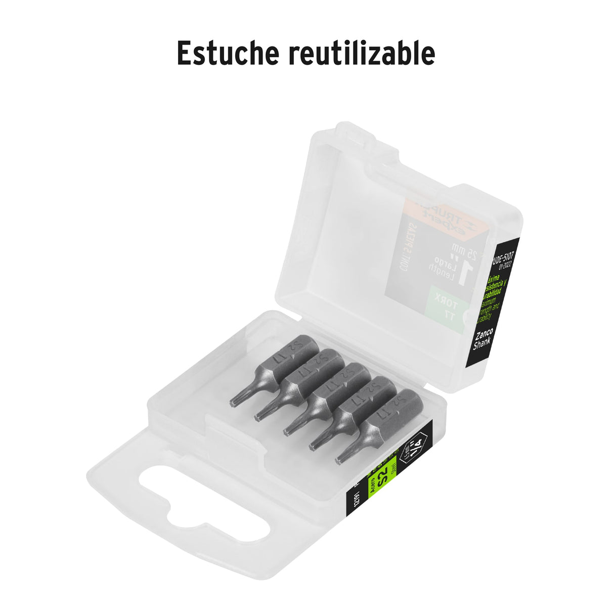 Estuche con 5 Puntas Torx T7 Largo 1', Truper Expert