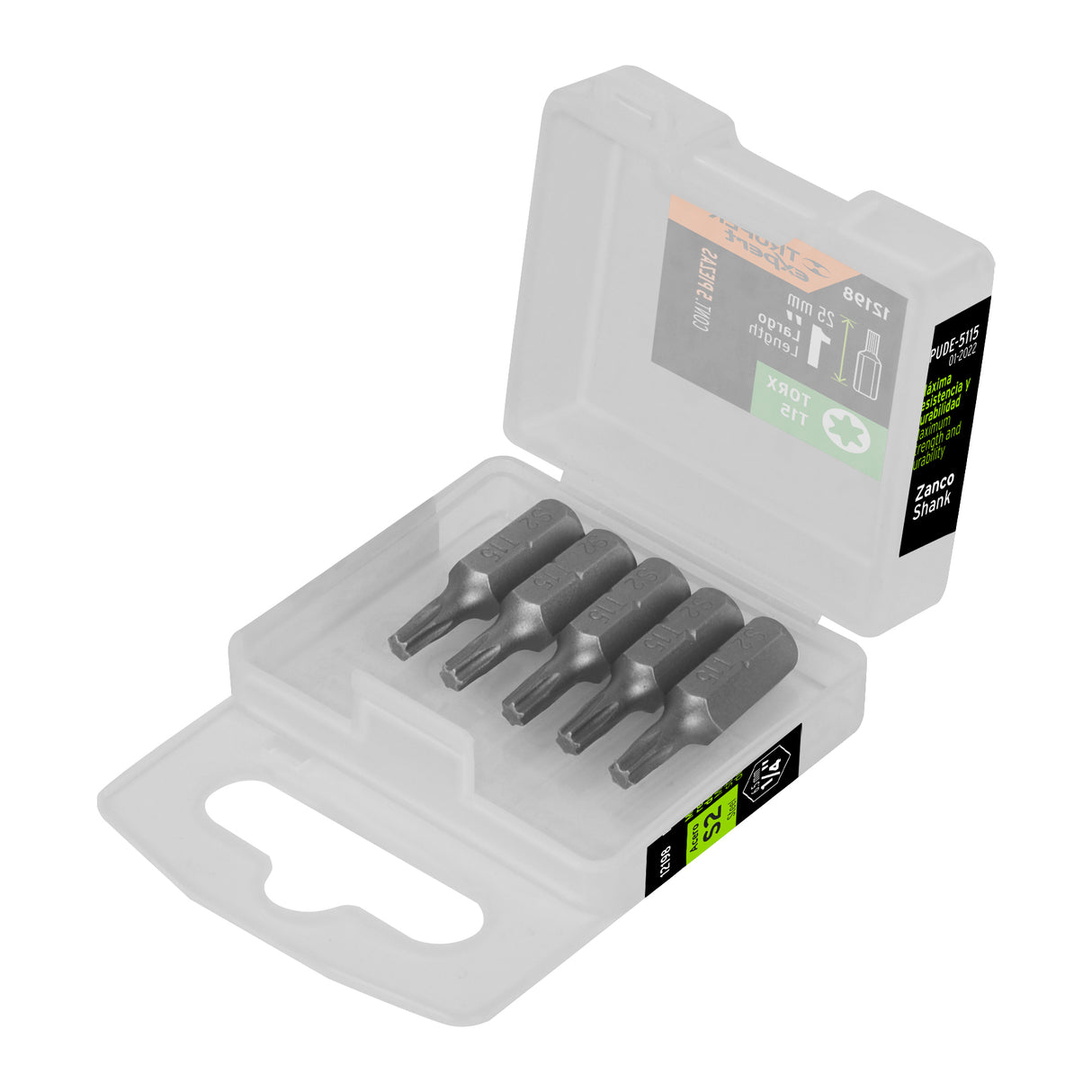 Estuche con 5 Puntas Torx T15 Largo 1', Truper Expert
