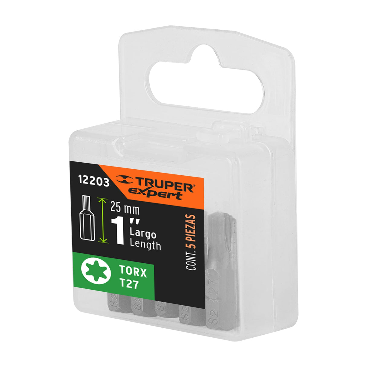 Estuche con 5 Puntas Torx T27 Largo 1', Truper Expert