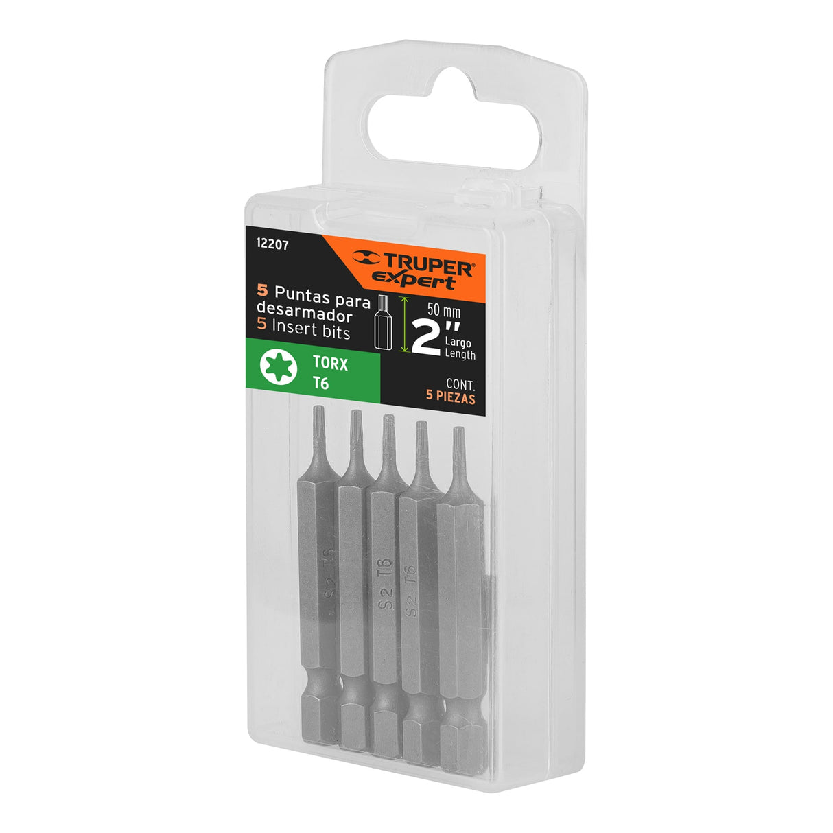 Estuche con 5 Puntas Torx T6 Largo 2', Truper Expert