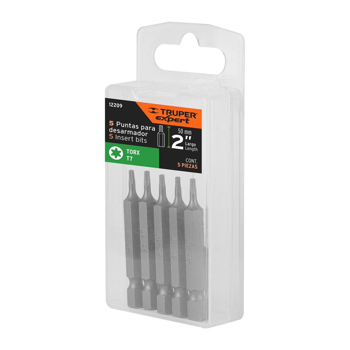 Estuche con 5 Puntas Torx T7 Largo 2', Truper Expert
