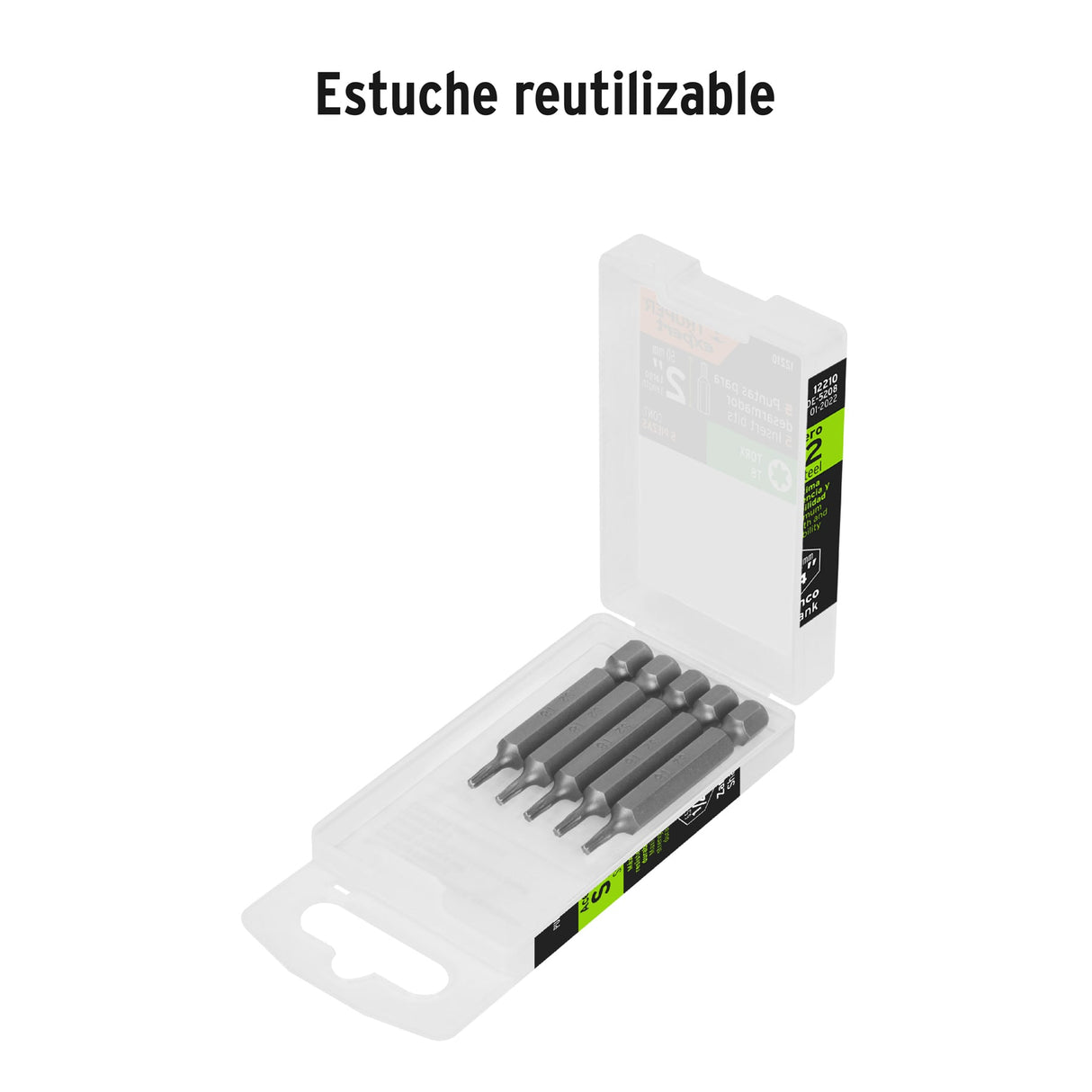 Estuche con 5 Puntas Torx T8 Largo 2', Truper Expert