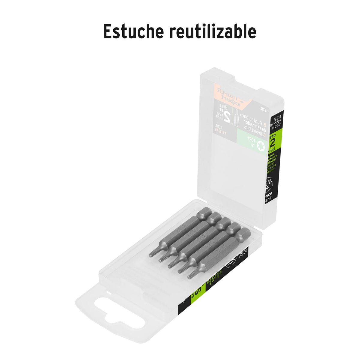 Estuche con 5 Puntas Torx T9 Largo 2', Truper Expert