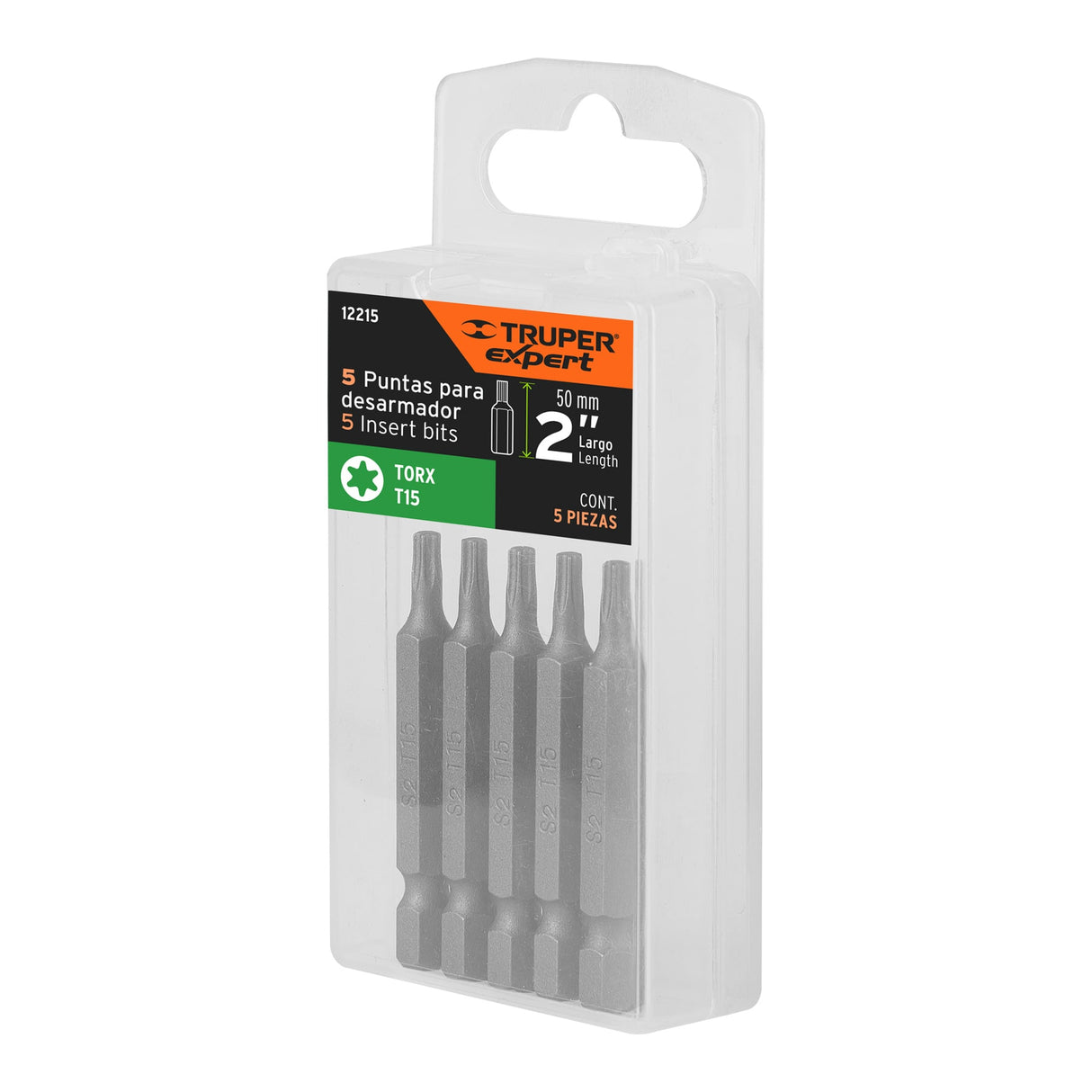 Estuche con 5 Puntas Torx T15 Largo 2', Truper Expert