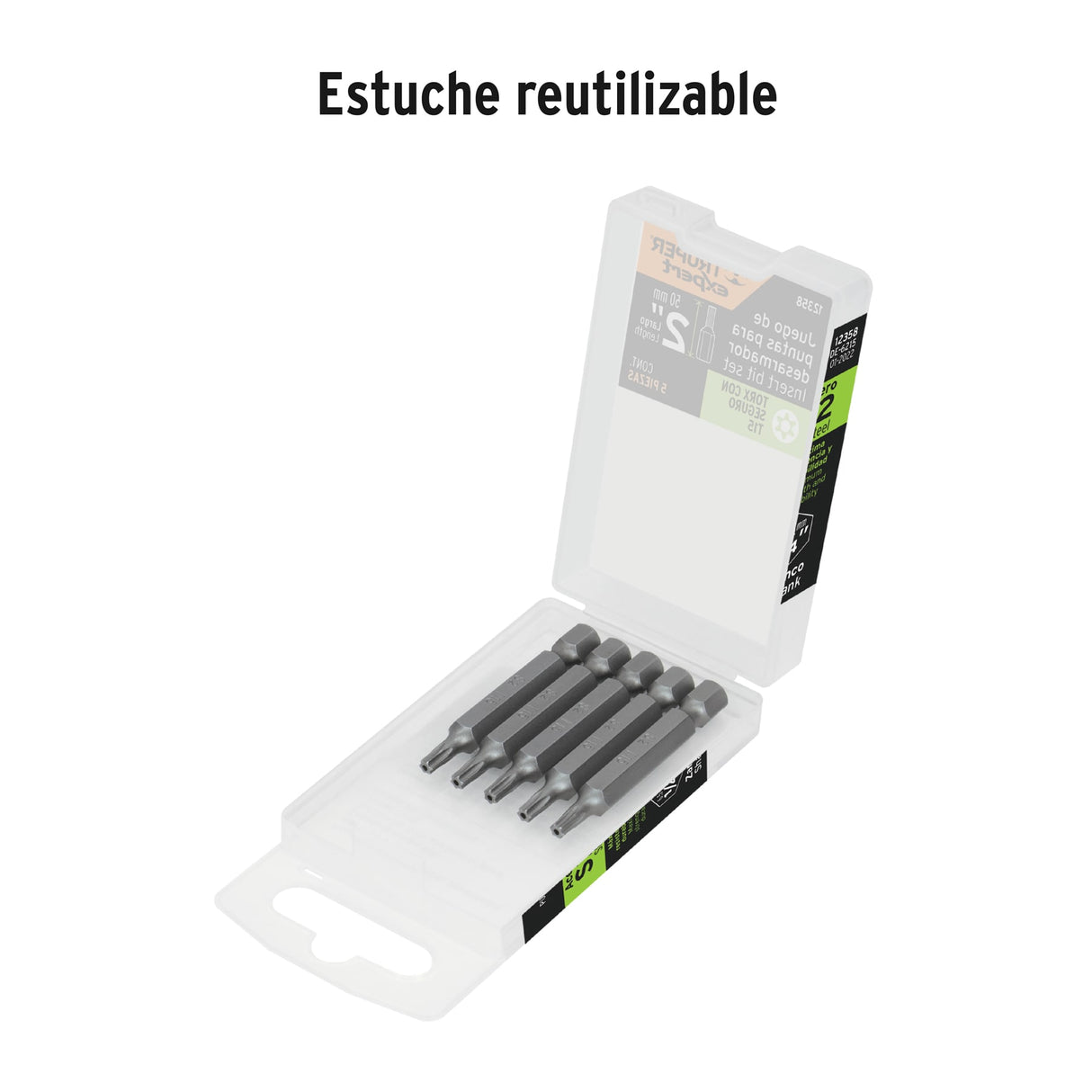 Estuche con 5 Puntas Torx T15 con Seguro Largo 2', Expert