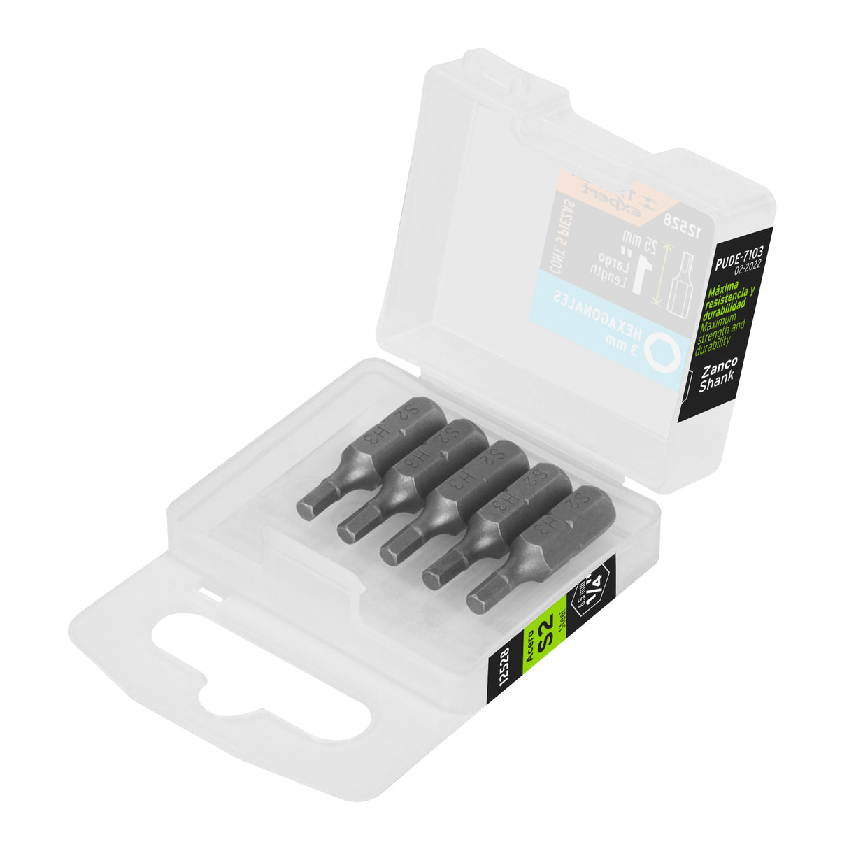 Estuche con 5 Puntas Hexagonales de 3 mm Largo 1', Expert