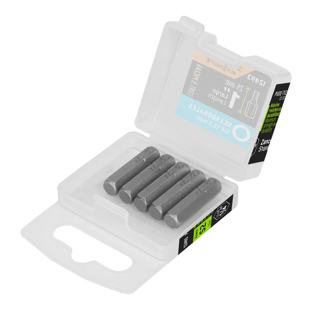 Estuche con 5 Puntas Hexagonales de 1/4 mm Largo 1', Expert