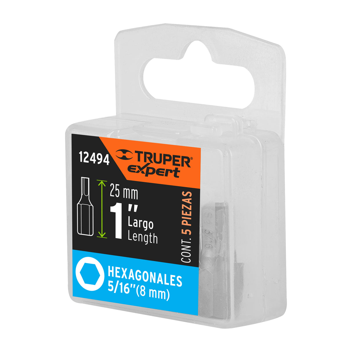 Estuche con 5 Puntas Hexagonales de 5/16 mm Largo 1', Expert