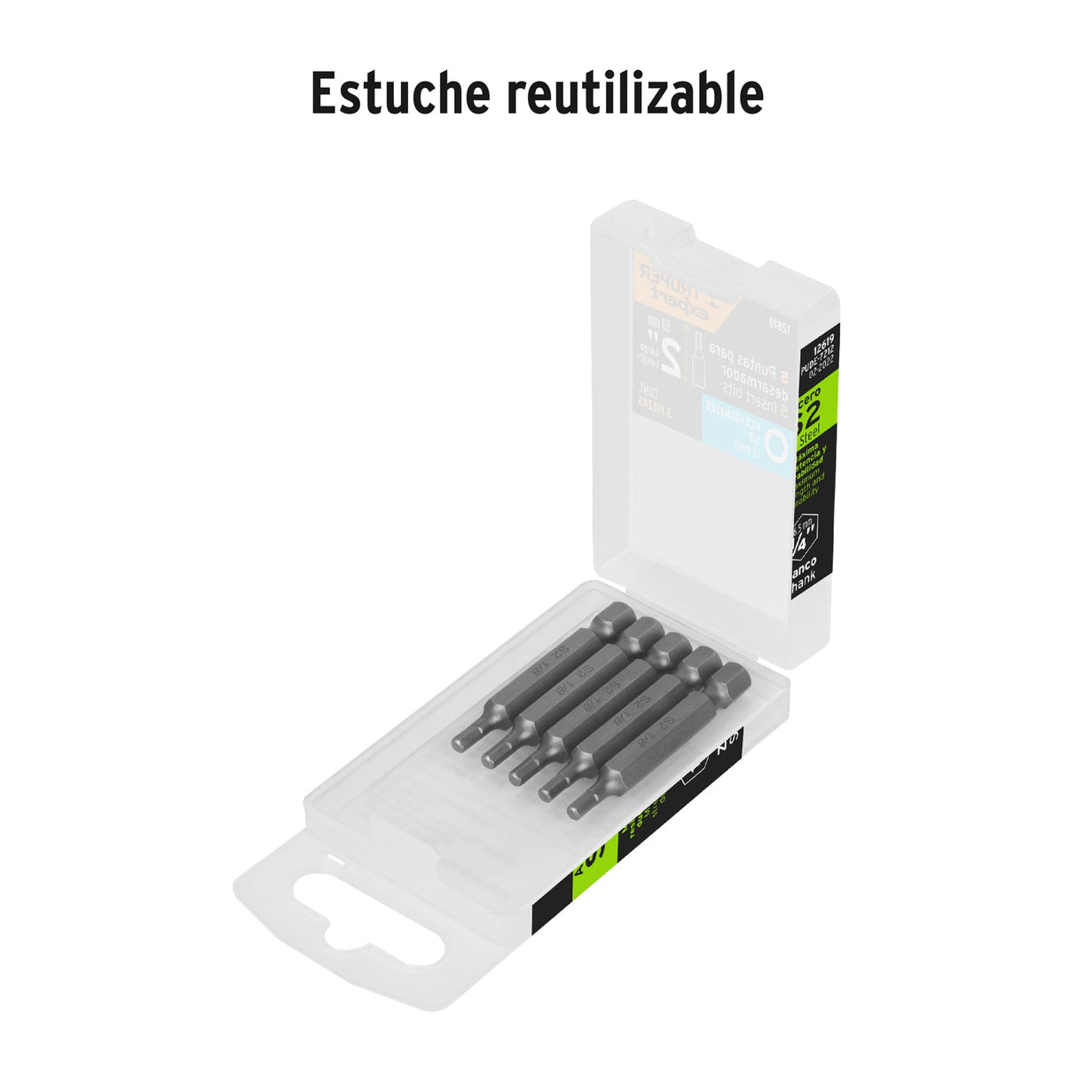 Estuche con 5 Puntas Hexagonales de 1/8 mm Largo 2', Expert