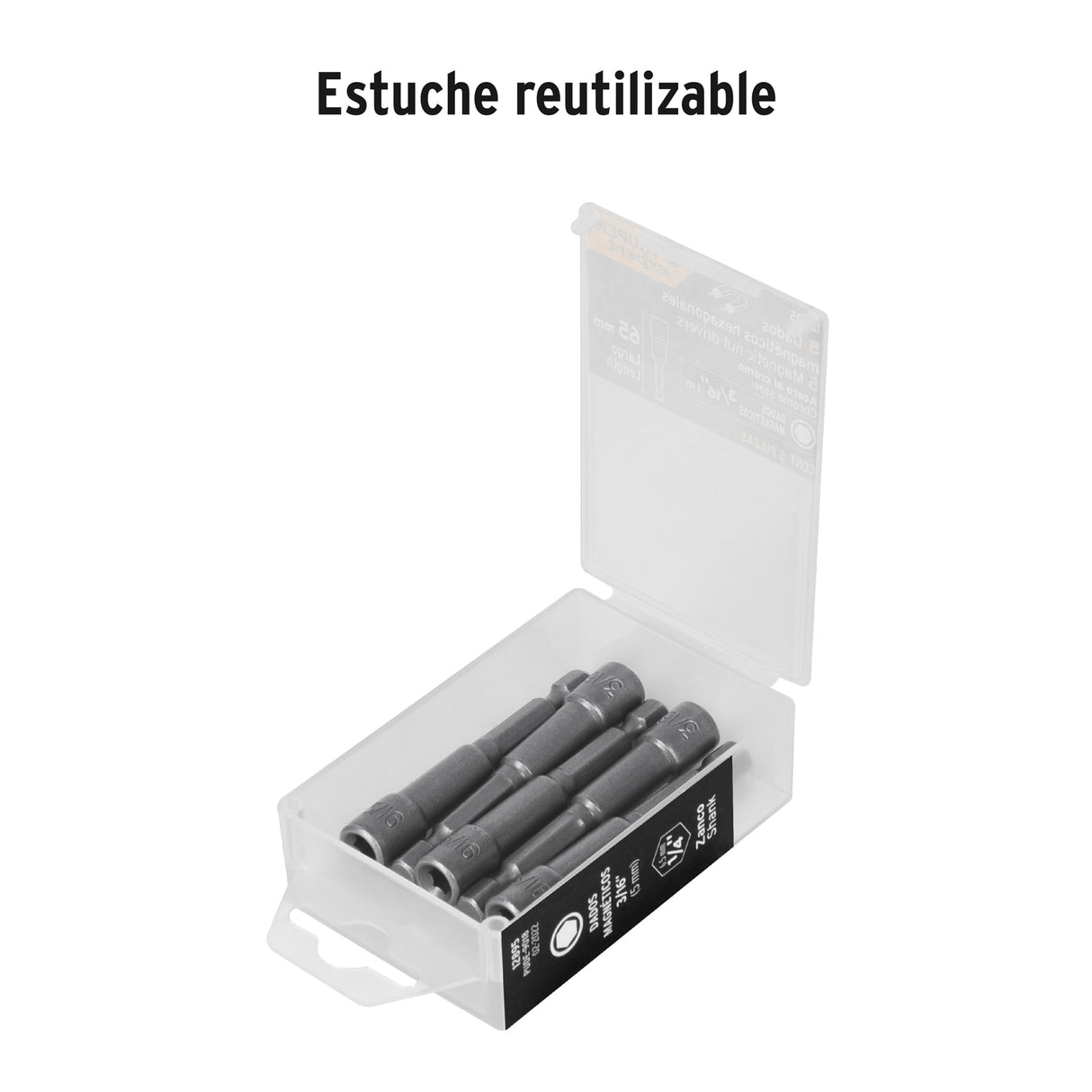 Estuche con 5 Dados Magnéticos de 3/16' Largo 2-1/2', Expert