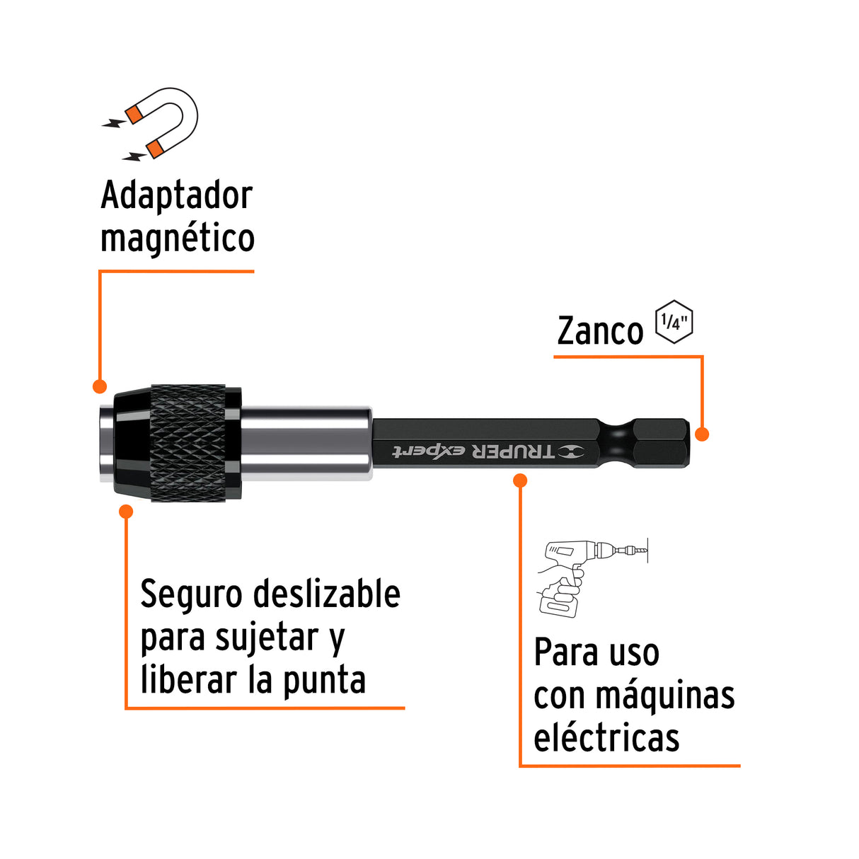 Extensión Magnética 3?, para Puntas, Cambio Rápido, Expert