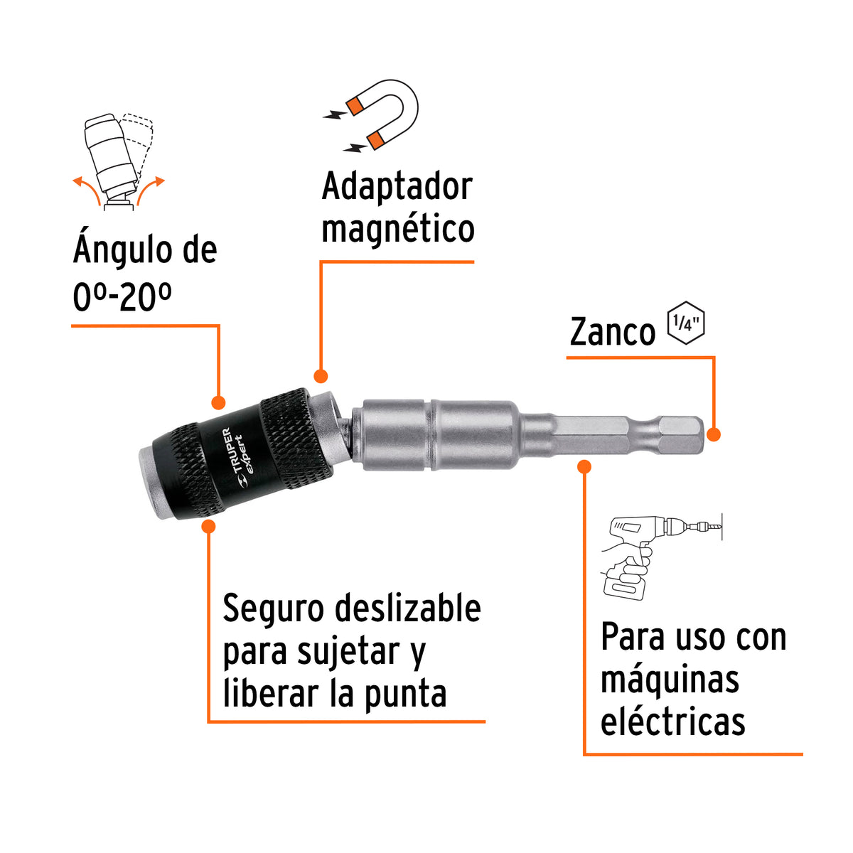 Extensión Magnética Articulada 3 1/2', para Puntas, Expert