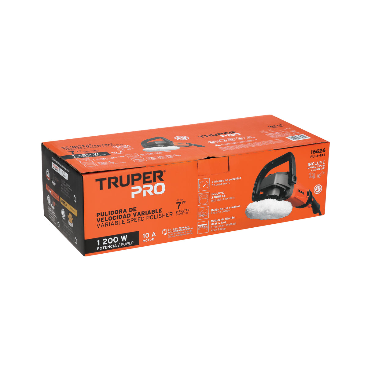 Pulidora Rotativa 7', 1200 W, Truper Pro