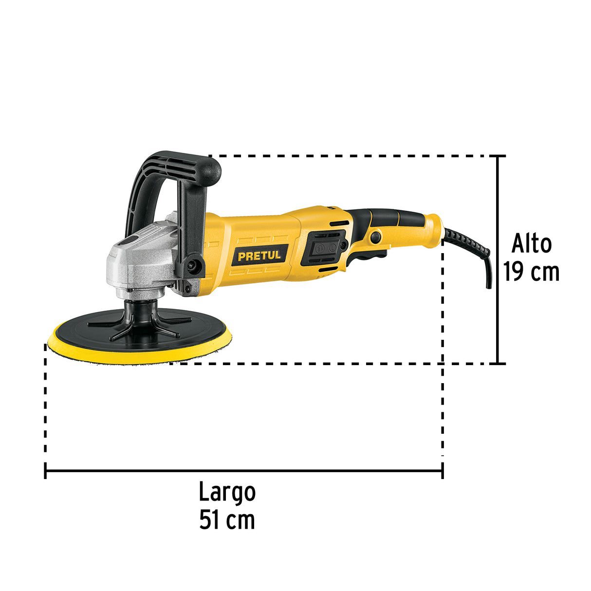 Pulidora Rotativa 7', 1200 W, con Accesorios, Pretul
