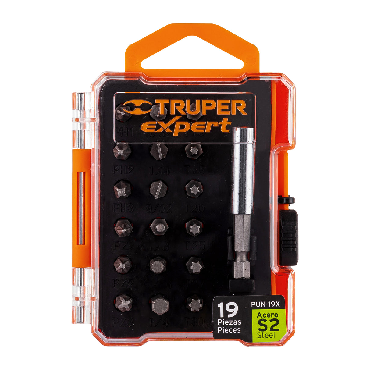 Juego de 19 Puntas Mixtas Largo 1' Estuche Plástico, Expert
