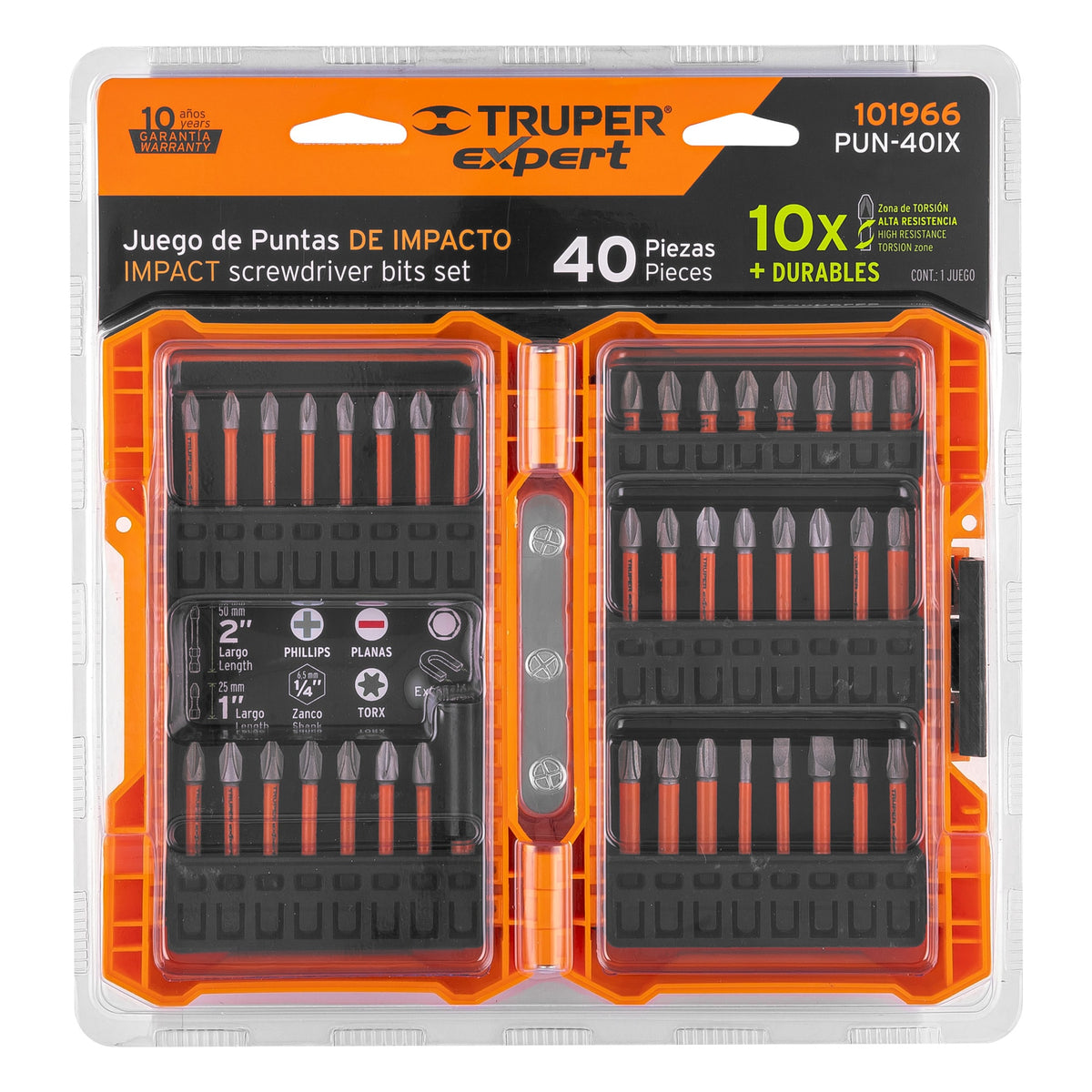 Juego de 40 Puntas de Impacto Mixtas Largos 1' y 2', Expert
