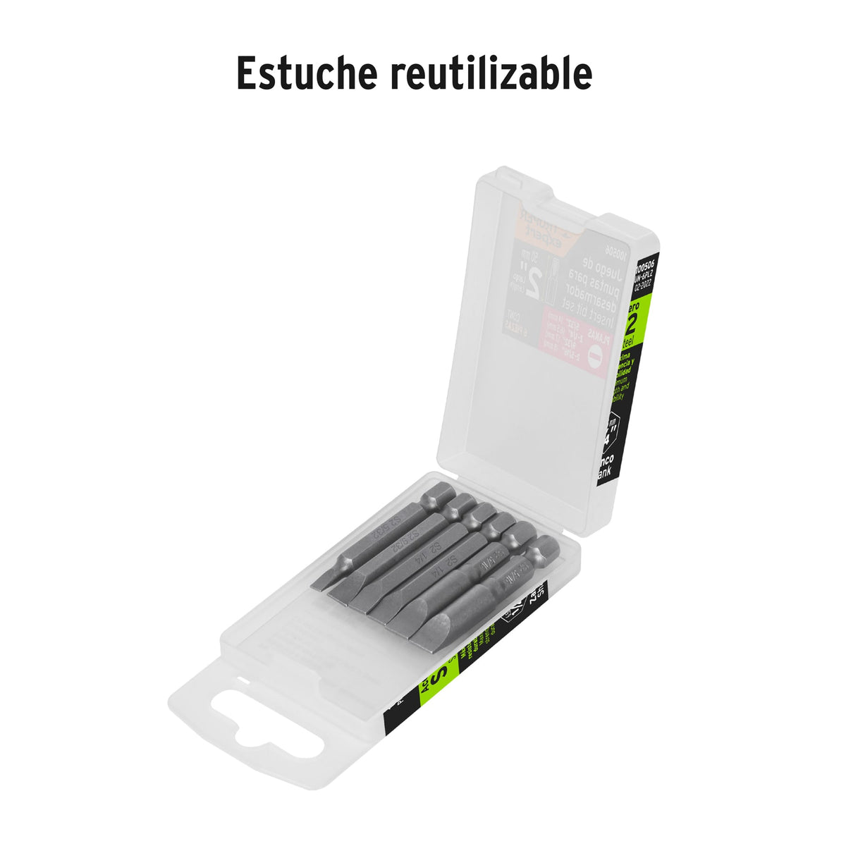 Estuche con 6 Puntas Planas Combinadas Largo 2', Expert