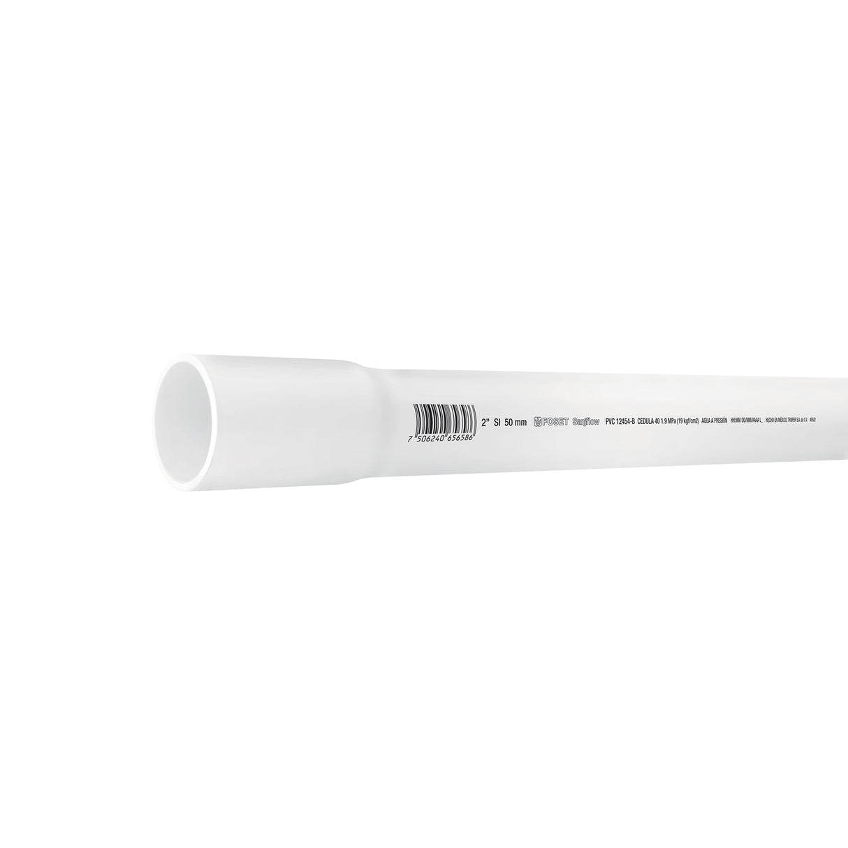 Tubo de 2' PVC Hidráulico Cédula 40, 3M, 3.1 kg, Foset
