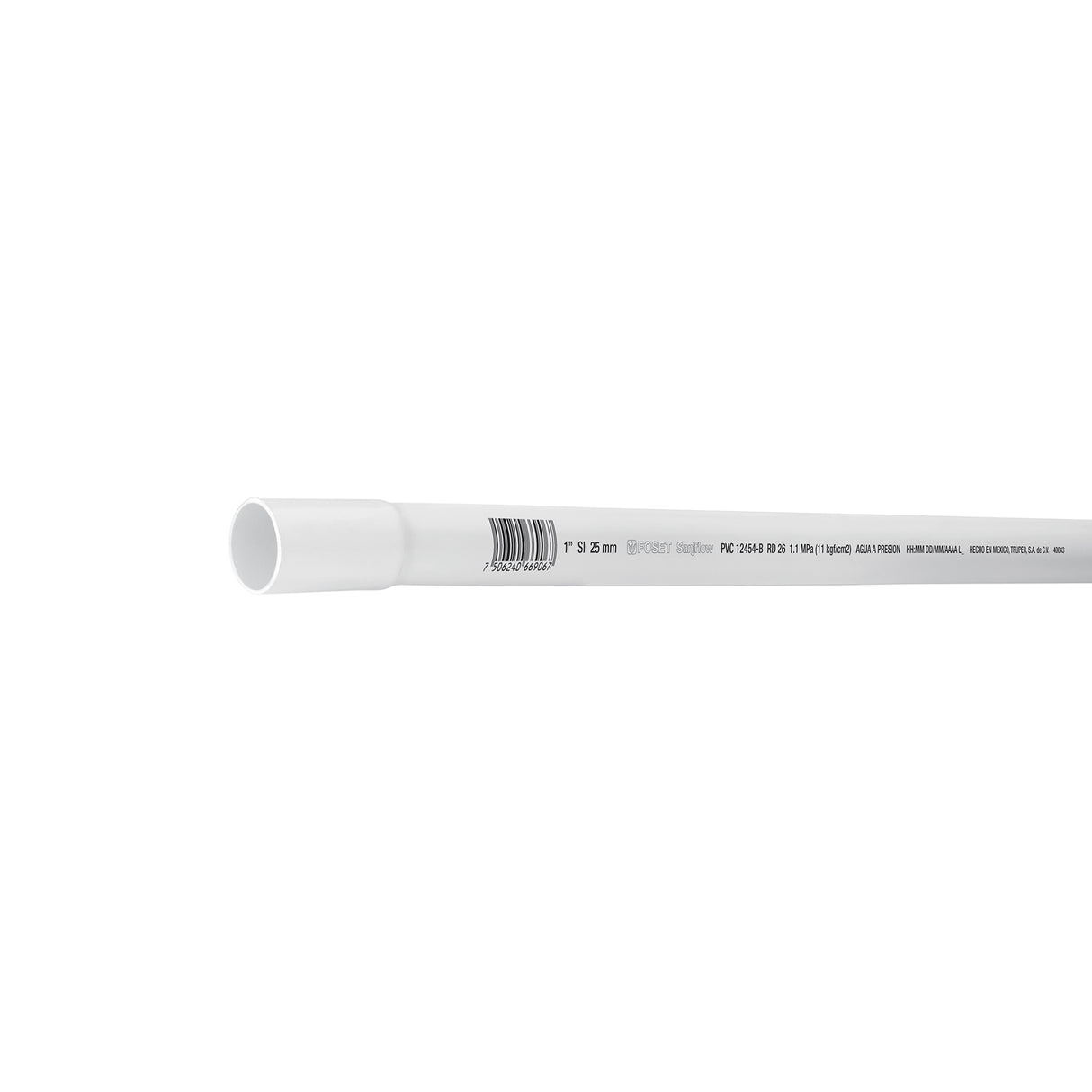 Tubo de 1' PVC Hidráulico Rd 26, 3M, 0.6 kg, Foset