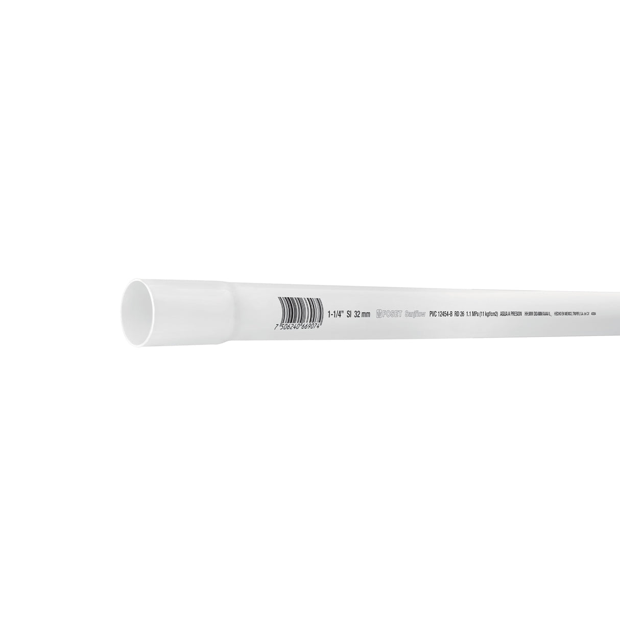 Tubo de 1-1/4' PVC Hidráulico Rd 26, 3M, 0.9 kg, Foset