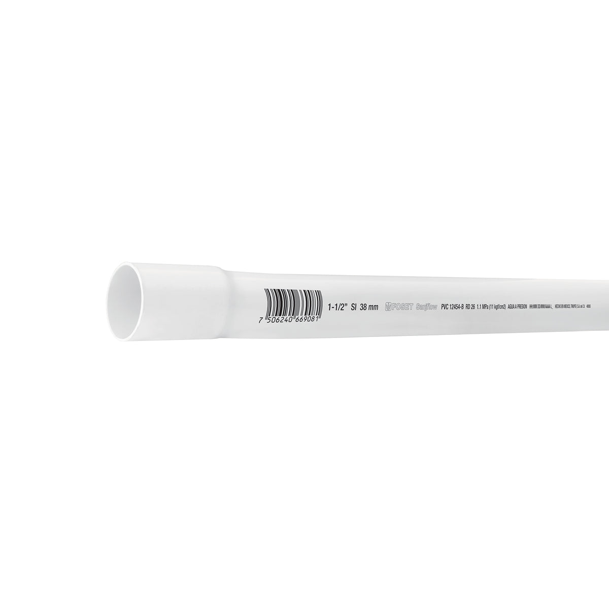 Tubo de 1-1/2' PVC Hidráulico Rd 26, 3M, 1.2 kg, Foset